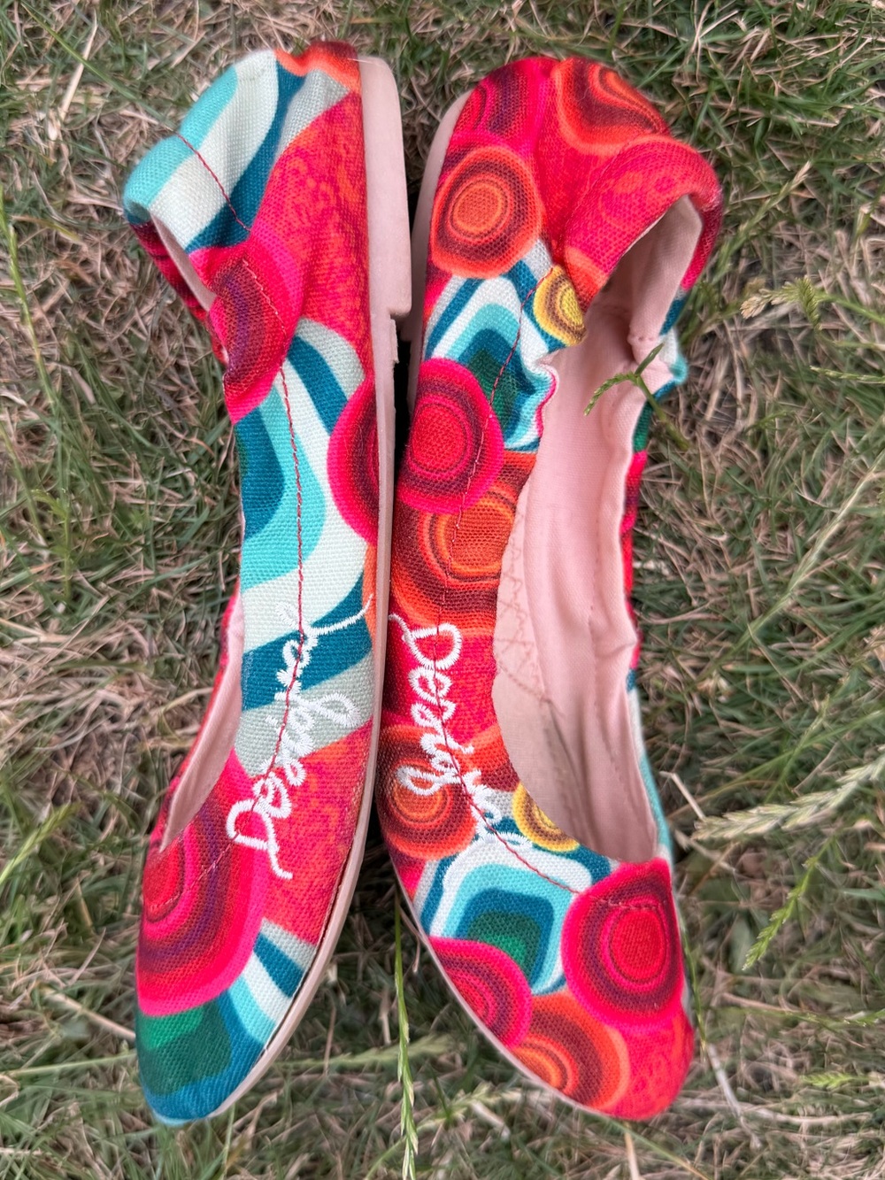 Desigual Multicolour Ballet Flats | Size 38 | US 7.5 Colourful Canvas Shoes